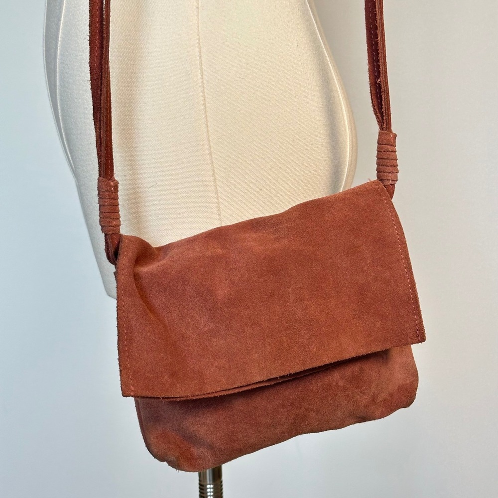 Urban Outfitters Suede Crossbody Bag Foldover Boho Y2K Dusty Rose Small Festival